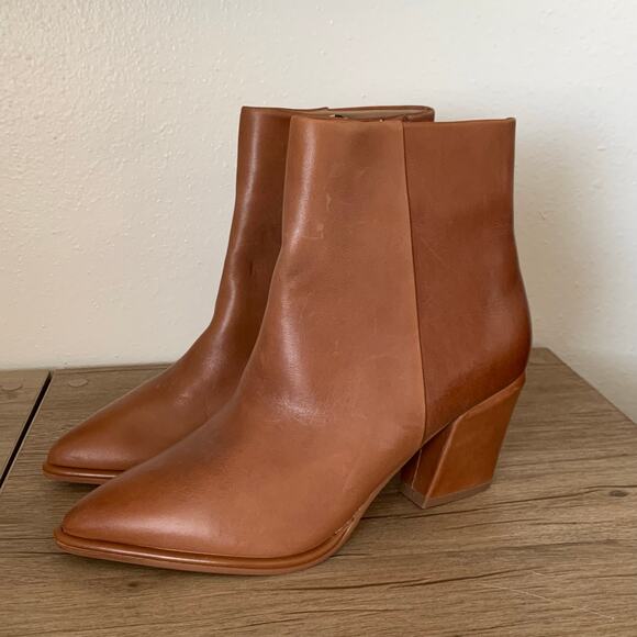 NWT Blondo Boots Leather Womens sz 8.5 US Heel Pointed Toe Tan Brown Waterproof - Picture 1 of 15